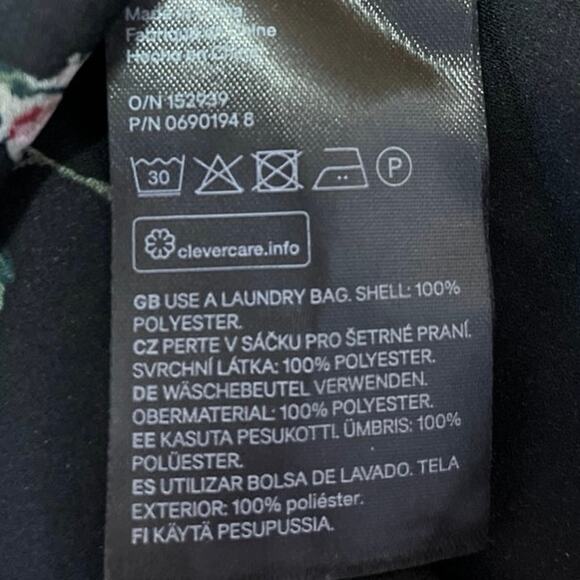 H&M Black Floral Print Ruffle Long Sleeve Tiered Midi Blouson A-Line Dress 2 - Picture 6 of 6